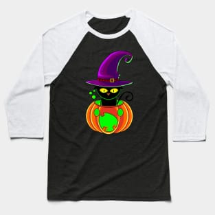 Halloween Cat Baseball T-Shirt